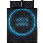 Blue Aquarius Zodiac Sign Print Quilt Bed Set