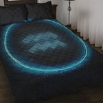 Blue Aquarius Zodiac Sign Print Quilt Bed Set