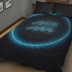 Blue Aquarius Zodiac Sign Print Quilt Bed Set