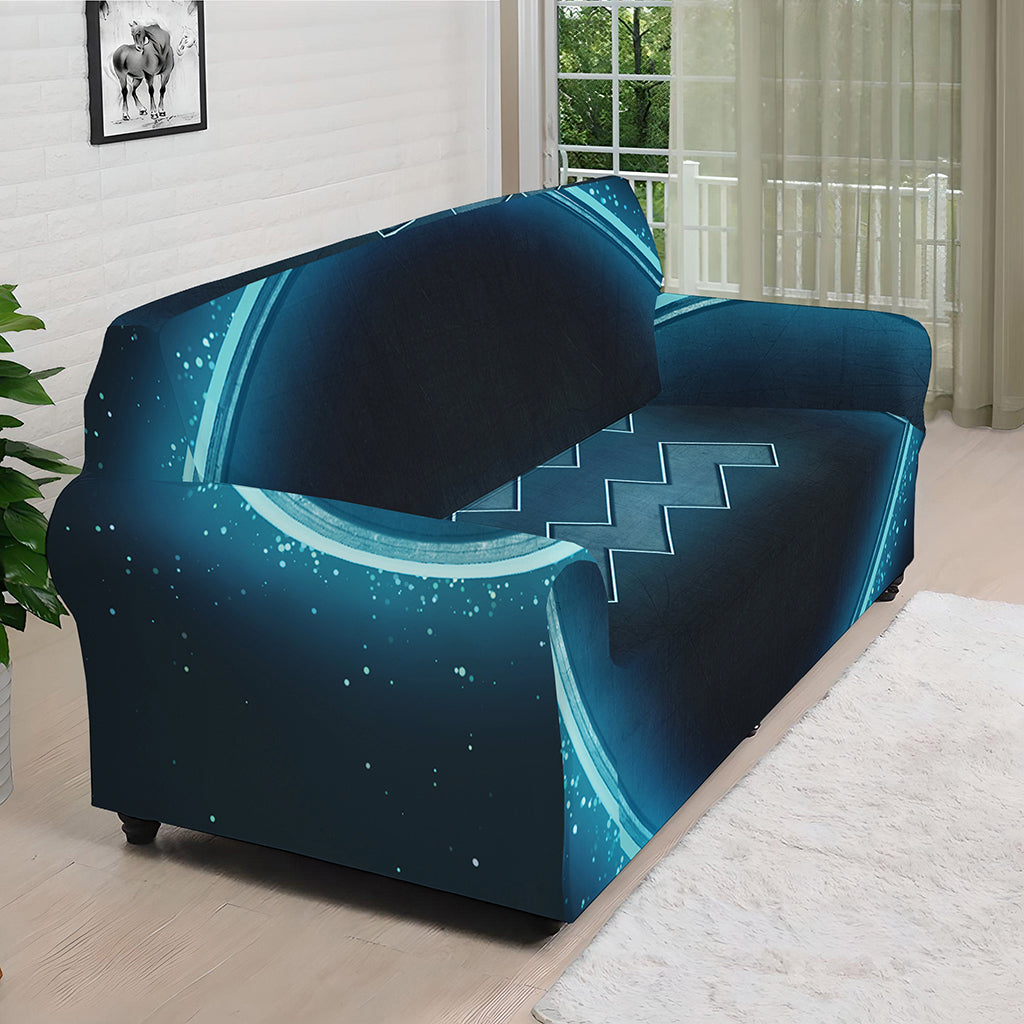 Blue Aquarius Zodiac Sign Print Sofa Cover