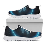 Blue Aquarius Zodiac Sign Print White Sneakers