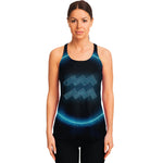 Blue Aquarius Zodiac Sign Print Women's Racerback Tank Top