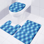 Blue Argyle Pattern Print 3 Piece Bath Mat Set