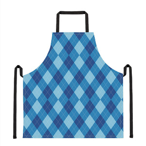 Blue Argyle Pattern Print Apron