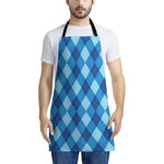 Blue Argyle Pattern Print Apron