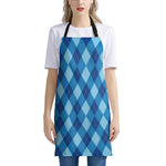 Blue Argyle Pattern Print Apron