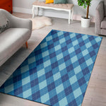 Blue Argyle Pattern Print Area Rug
