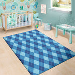 Blue Argyle Pattern Print Area Rug