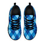 Blue Argyle Pattern Print Black Sneakers