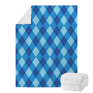 Blue Argyle Pattern Print Blanket