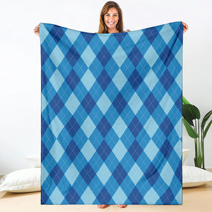 Blue Argyle Pattern Print Blanket