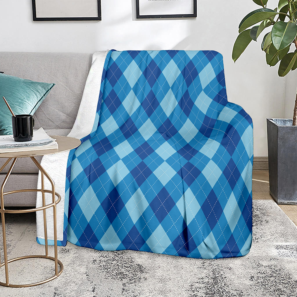 Blue Argyle Pattern Print Blanket