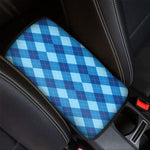 Blue Argyle Pattern Print Car Center Console Cover