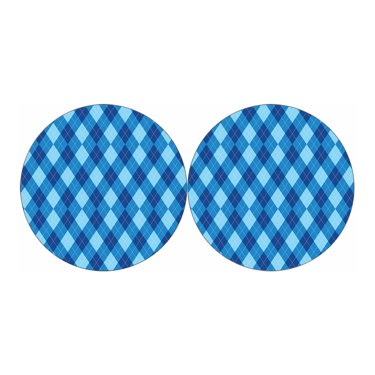 Blue Argyle Pattern Print Car Coasters