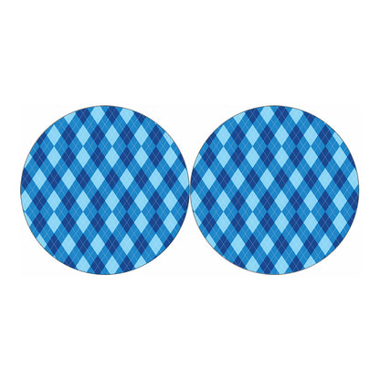 Blue Argyle Pattern Print Car Coasters