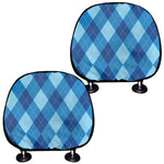 Blue Argyle Pattern Print Car Headrest Covers
