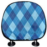 Blue Argyle Pattern Print Car Headrest Covers