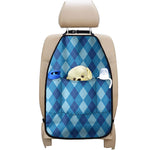 Blue Argyle Pattern Print Car Seat Organizers