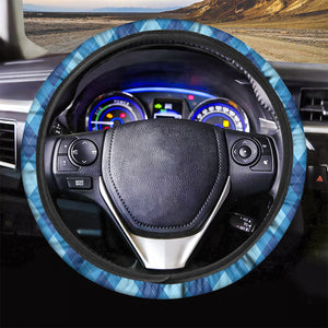 Blue Argyle Pattern Print Car Steering Wheel Cover