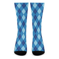 Blue Argyle Pattern Print Crew Socks