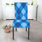 Blue Argyle Pattern Print Dining Chair Slipcover