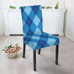 Blue Argyle Pattern Print Dining Chair Slipcover