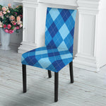 Blue Argyle Pattern Print Dining Chair Slipcover