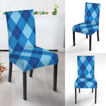 Blue Argyle Pattern Print Dining Chair Slipcover