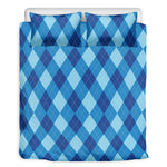 Blue Argyle Pattern Print Duvet Cover Bedding Set