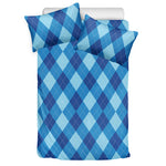 Blue Argyle Pattern Print Duvet Cover Bedding Set