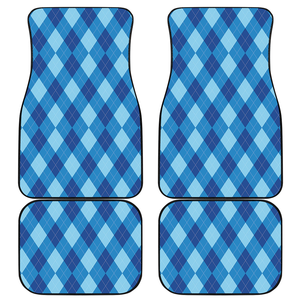 Blue Argyle Pattern Print Front and Back Car Floor Mats