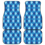 Blue Argyle Pattern Print Front and Back Car Floor Mats