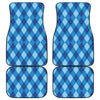 Blue Argyle Pattern Print Front and Back Car Floor Mats