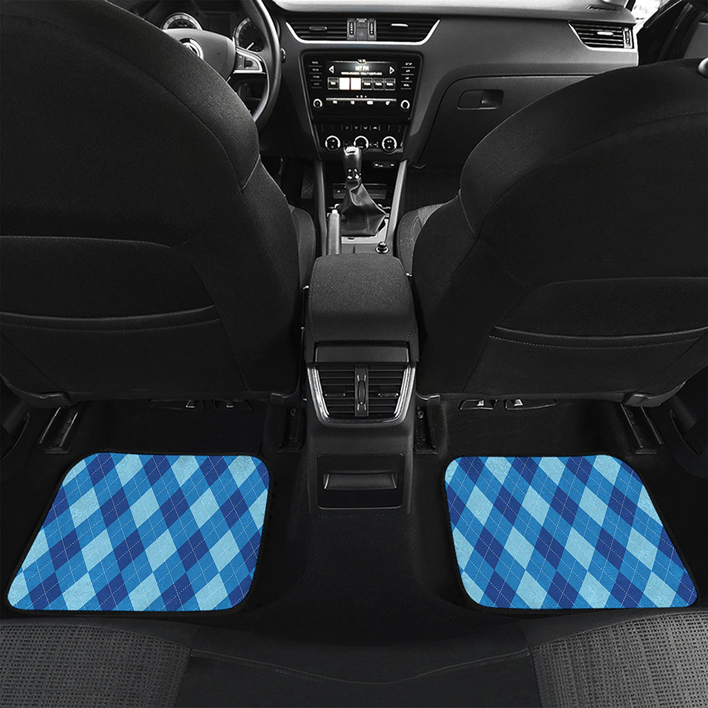 Blue Argyle Pattern Print Front and Back Car Floor Mats