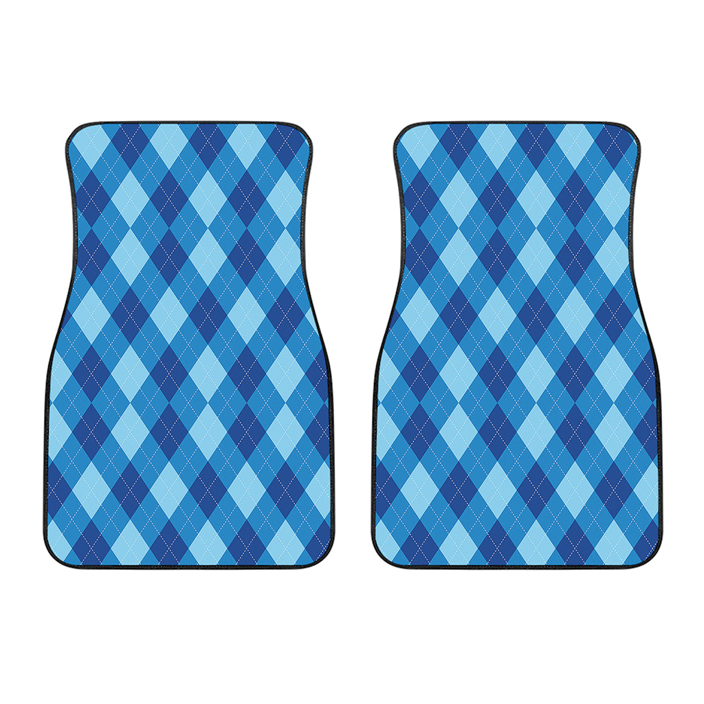 Blue Argyle Pattern Print Front Car Floor Mats