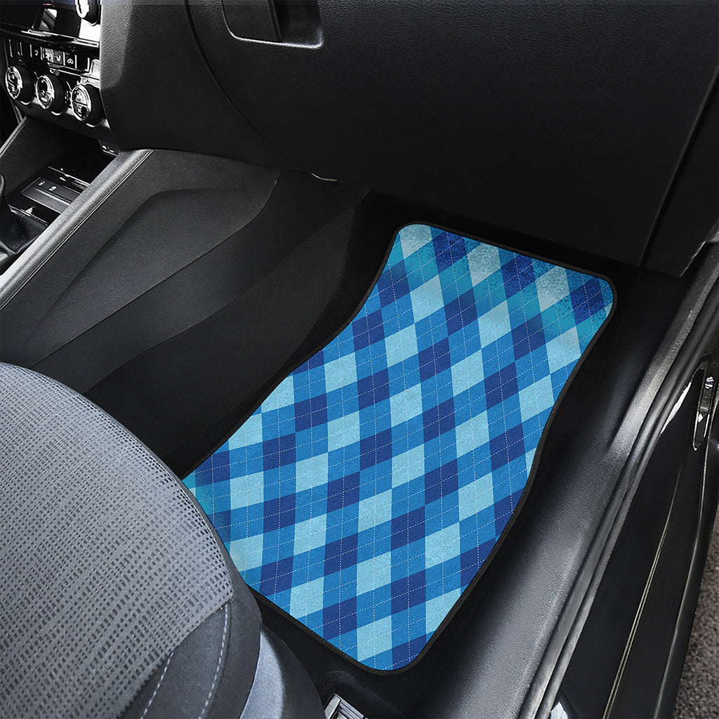 Blue Argyle Pattern Print Front Car Floor Mats