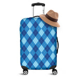 Blue Argyle Pattern Print Luggage Cover