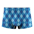 Blue Argyle Pattern Print Men's Boxer Briefs