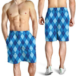 Blue Argyle Pattern Print Men's Shorts