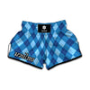 Blue Argyle Pattern Print Muay Thai Boxing Shorts