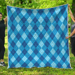 Blue Argyle Pattern Print Quilt