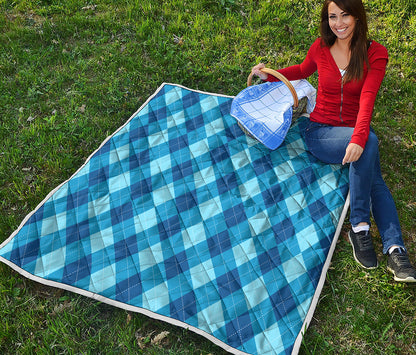 Blue Argyle Pattern Print Quilt