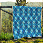 Blue Argyle Pattern Print Quilt