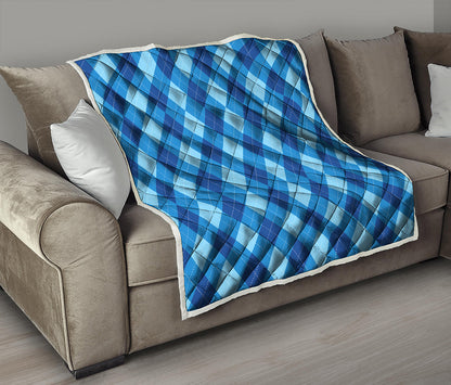 Blue Argyle Pattern Print Quilt