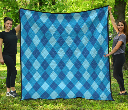 Blue Argyle Pattern Print Quilt