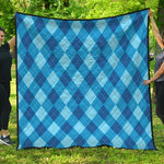 Blue Argyle Pattern Print Quilt