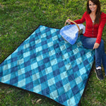 Blue Argyle Pattern Print Quilt