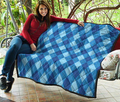 Blue Argyle Pattern Print Quilt