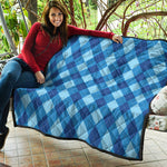 Blue Argyle Pattern Print Quilt