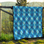 Blue Argyle Pattern Print Quilt